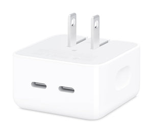Apple 35W Dual USB-C Port Compact Power Adapter: Fast and Convenient Charging, Type C Wall Charger