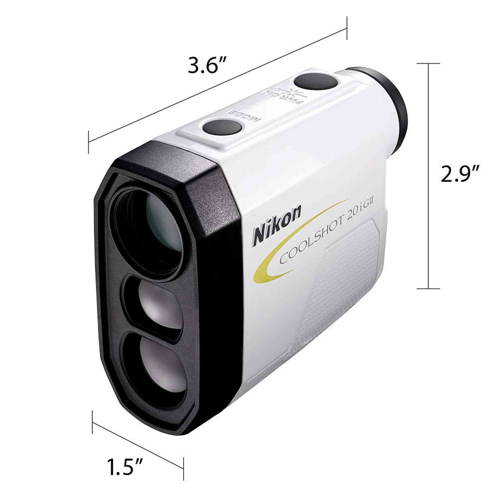 Nikon Coolshot 20i GII Golf Laser Slope Rangefinder, Standard Version White with yellow trim, Medium - Used Nikon