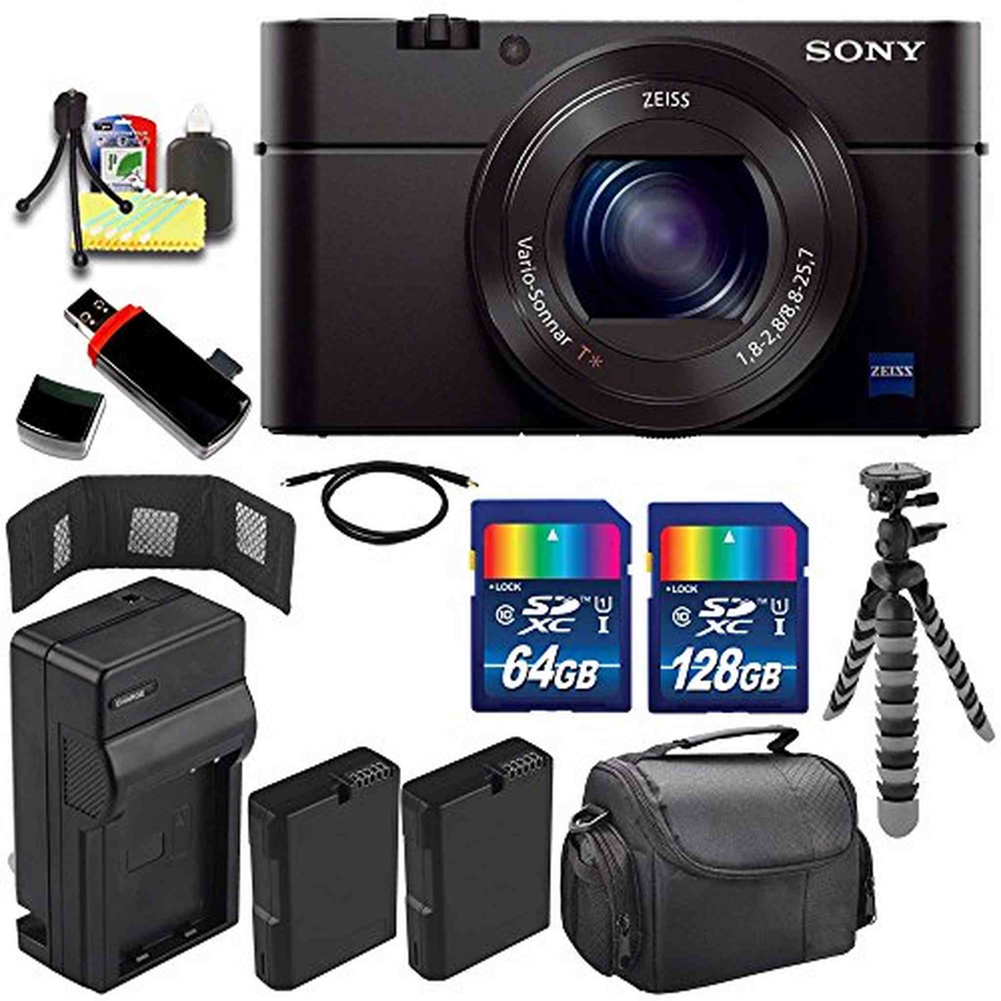 Sony Cyber-shot DSC-RX100M3 Digital Camera + Extra battery + Charger + 196GB Bundle 10 - International Version No Warra