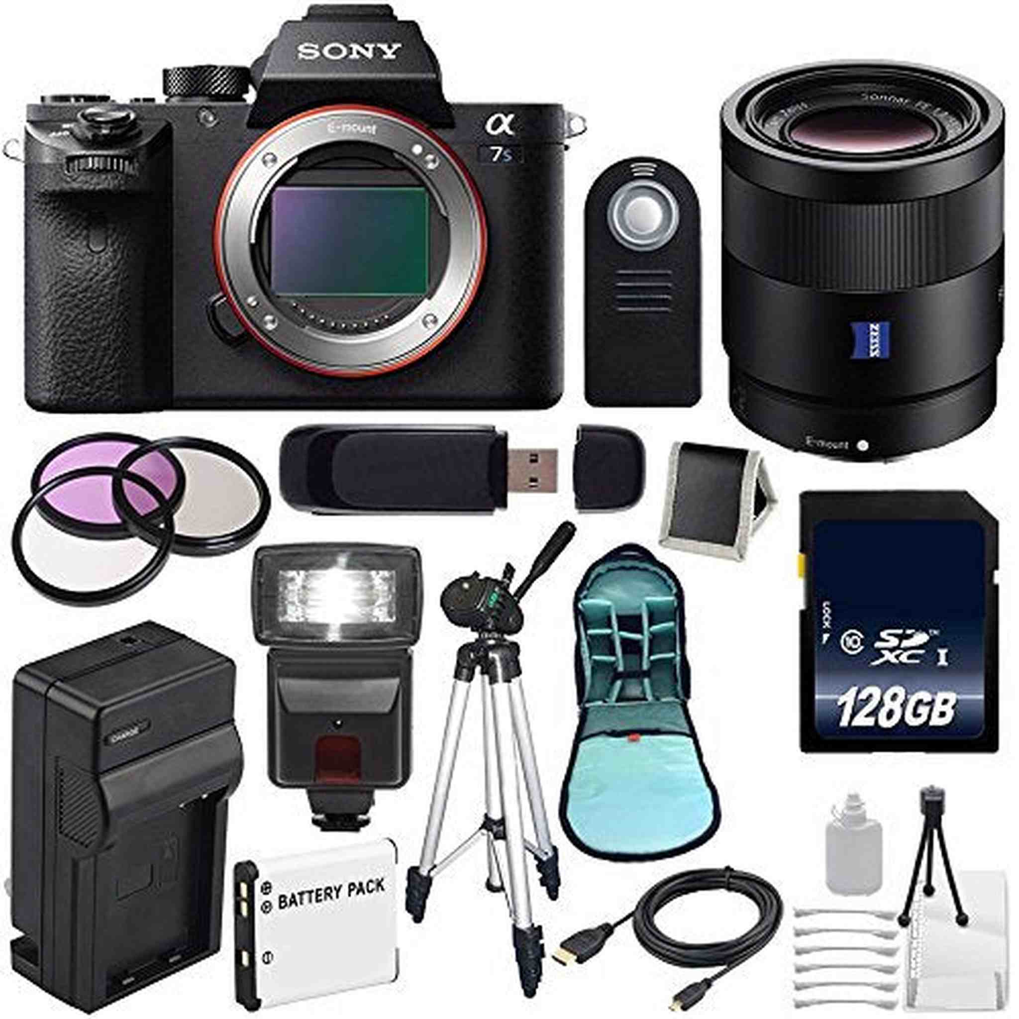 Sony Alpha a7S II a7S Mark II a7SII ILCE7SM2/B Mirrorless Digital Camera International Model + Sony Sonnar T FE 55mm Lens Awesome Bundle