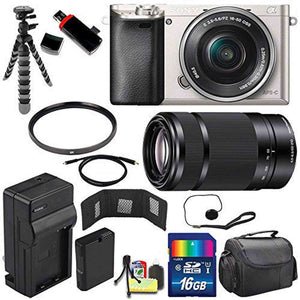 Sony Alpha a6000 Mirrorless Digital Camera with 16-50mm Lens Silver + Sony E 55-210mm f/4.5-6.3 OSS E-Mount Lens 16GB - Used Sony