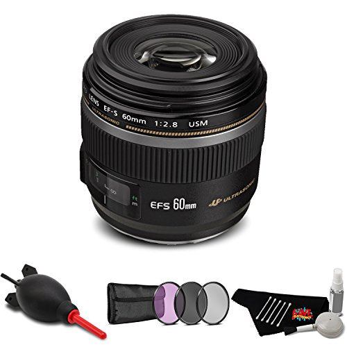 Canon EF-S 60mm f/2.8 Macro USM Lens Accessory Bundle International Model