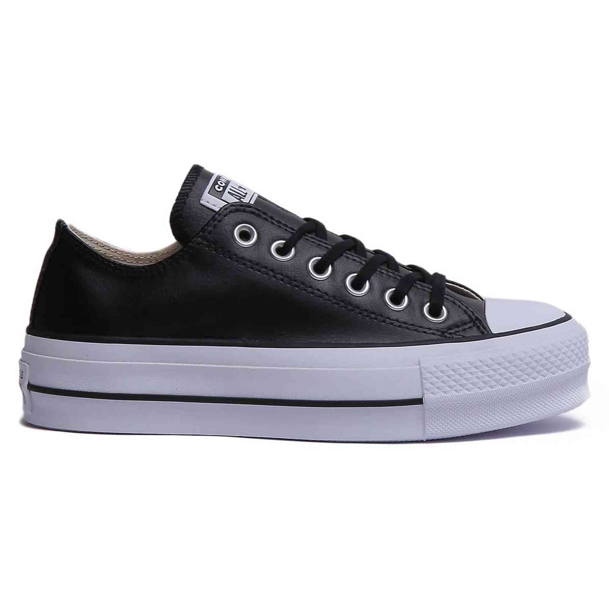 Converse Women's Chuck Taylor All Star Lift Clean Sneaker, Black/Black/White, 8.5
