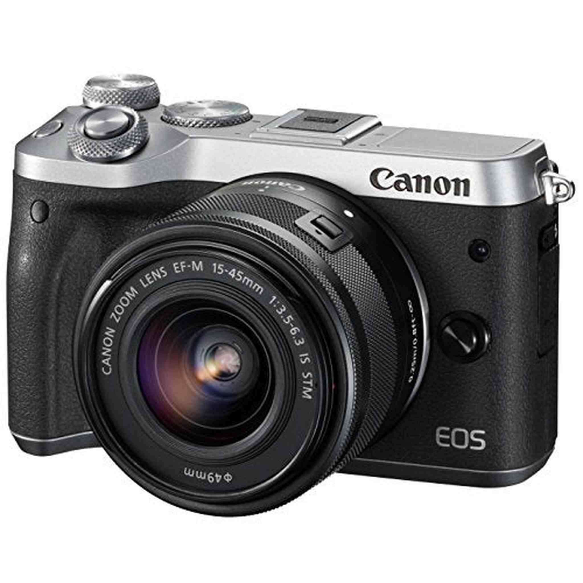 Canon mirrorless Single-Lens Camera EOS M6 Lens Kit Silver EF-M15-45mm F3.5-6.3 is STM- International Version No Warranty Canon