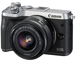Canon mirrorless Single-Lens Camera EOS M6 Lens Kit Silver EF-M15-45mm F3.5-6.3 is STM- International Version No Warranty