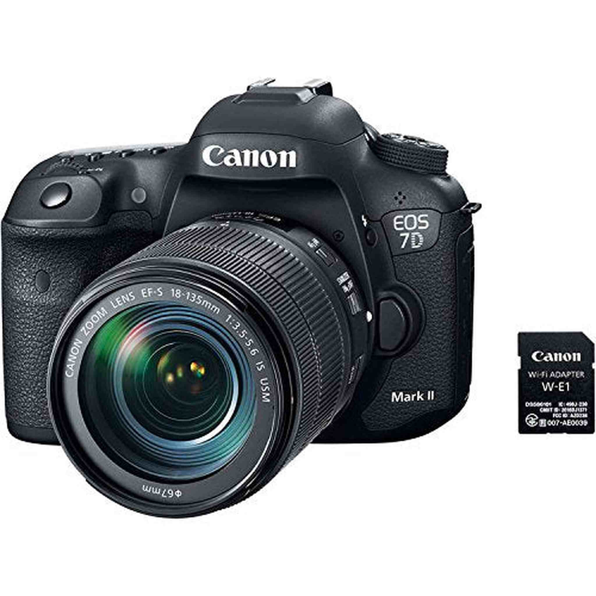 Canon EOS 7D Mark II DSLR Camera with 18-135mm f/3.5-5.6 IS USM Lens & W-E1 Wi-Fi Adapter Intl Model Standard Bundle Canon