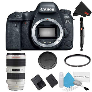 Canon EOS 6D Mark II DSLR Camera Body Only Basic Filter Bundle + Bonus Canon EF 70-200mm f/2.8L is II USM Lens - Inter