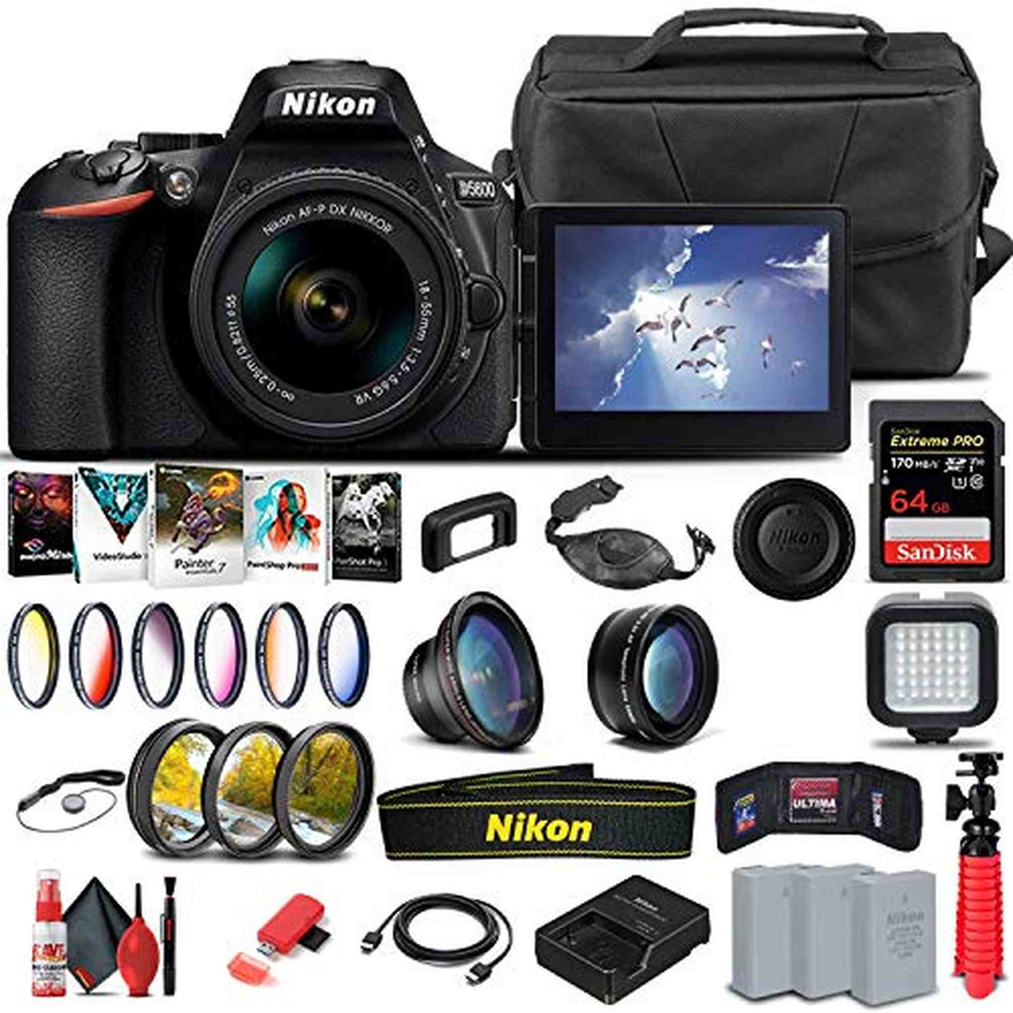 Nikon D5600 DSLR Camera W/ 18-55mm Lens 1576 - Advanced Bundle - Reconditioned Nikon