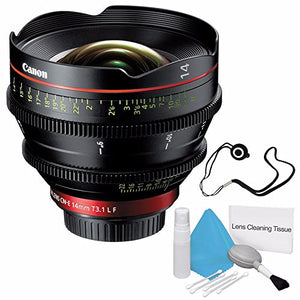 Canon CN-E 14mm T3.1 L F Cinema Prime Lens EF Mount International Model + Deluxe Cleaning Kit + Lens Cap Keeper Bundle