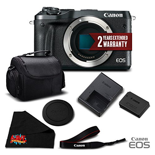 Canon EOS M6 Mirrorless Digital Camera Body Only, Black 1724C001- Essential Bundle - International Version