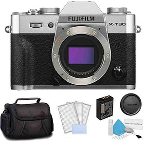 FUJIFILM X-T30 Mirrorless Digital Camera - Silver Body Only 16618380 Bundle with Carrying Case + More