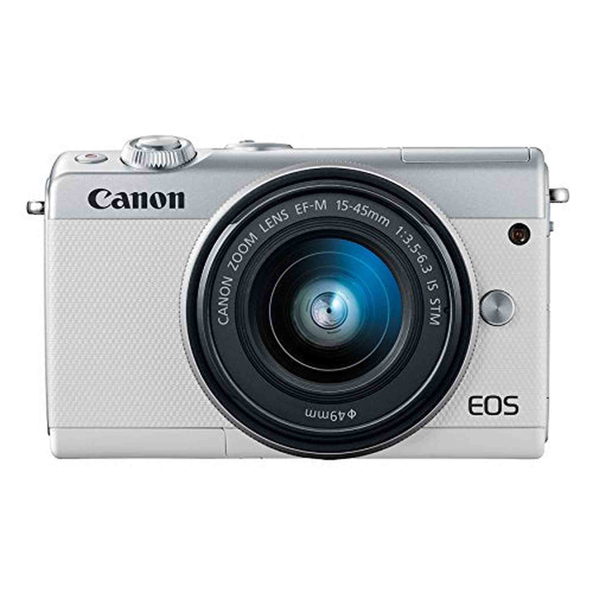 Canon EOS M100 Mirrorless Camera w/ 15-45mm Lens White International Model Dual Kit Box