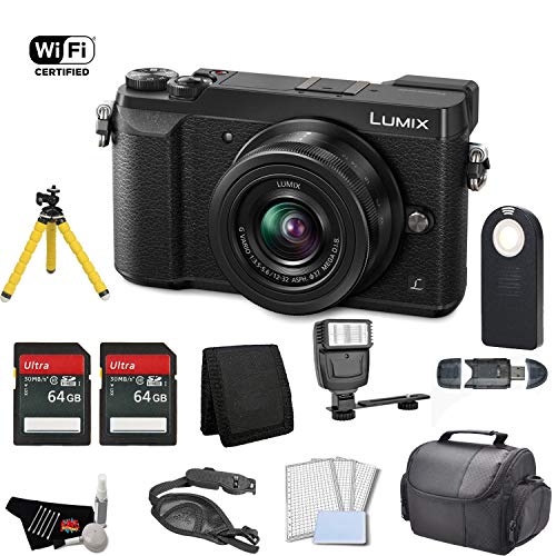 Panasonic Lumix DMC-GX85 4k Mirrorless Micro Four Thirds Digital Camera with 12-32mm Lens (Black) Bundle with 2X 64GB Me