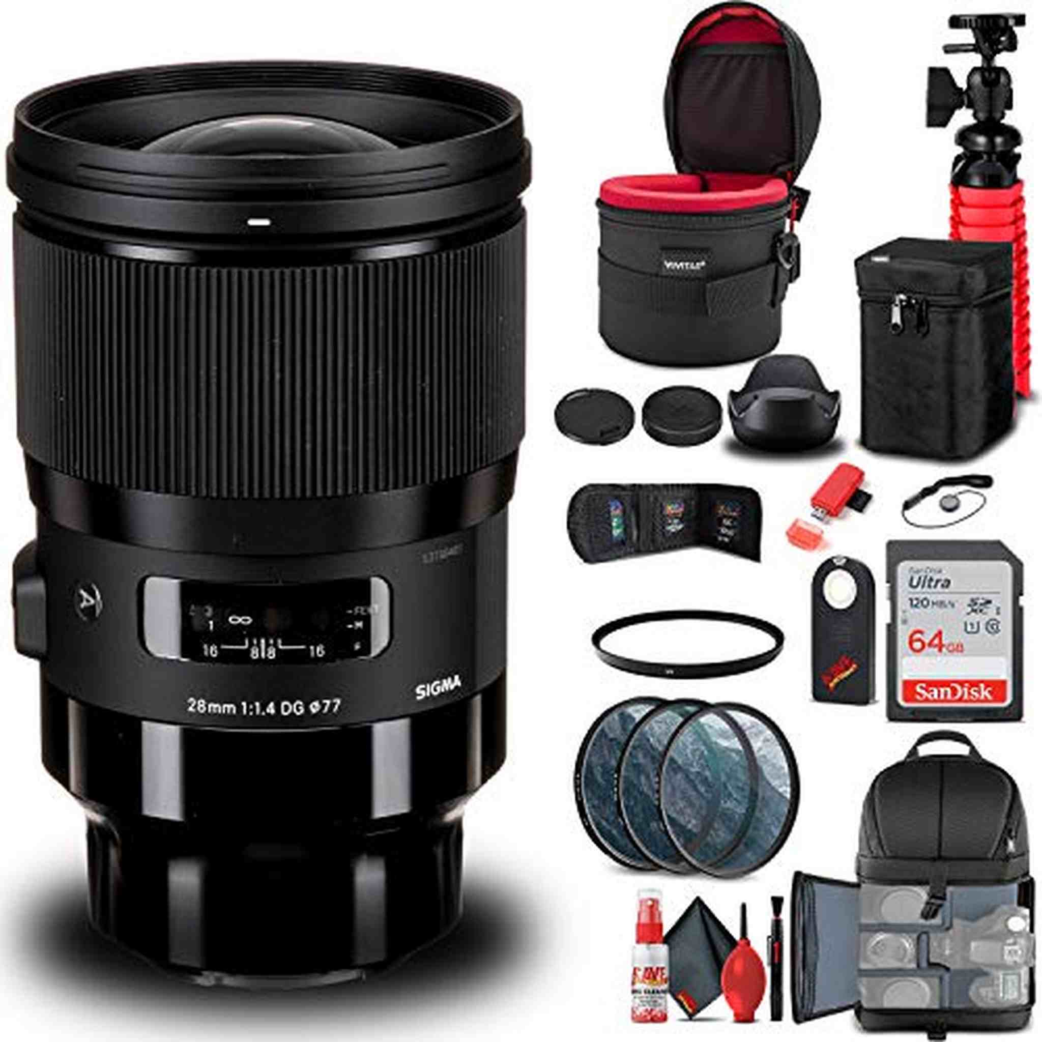 Sigma 28mm f/1.4 DG HSM Art Lens for Sony E 441965 Bundle