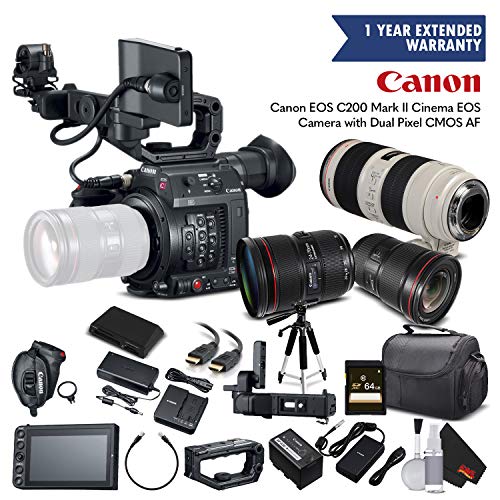 Canon EOS C200 Cinema Camera 2215C002 - Triple Lens Kit Includes 16-35mm Lens, 24-70mm Lens, 70-200mm Lens, with Memory
