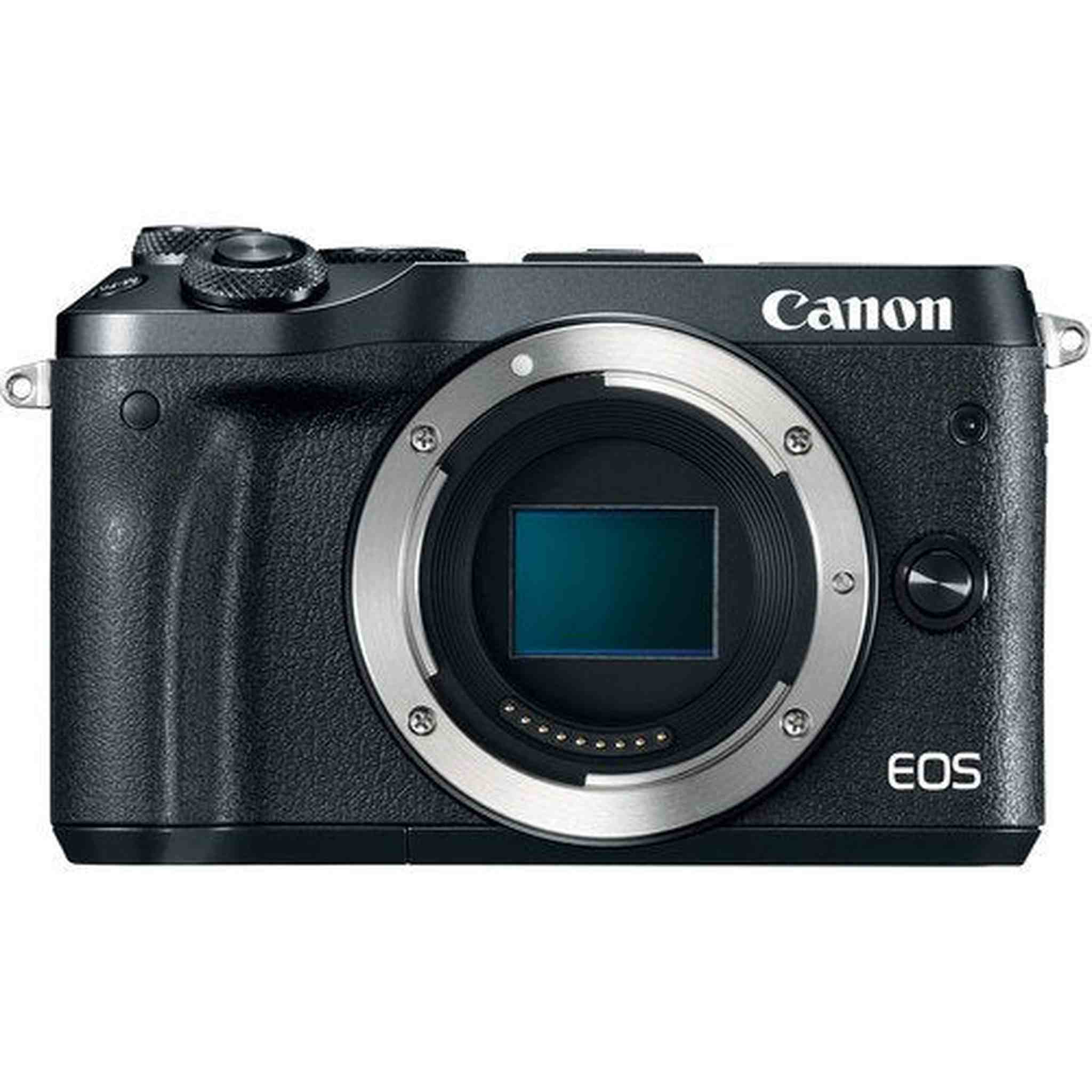 Canon EOS M6 Mirrorless Digital Camera International Model Black 1724C001 W/Bag, Extra Battery, LED Light, Mic, Fi Canon