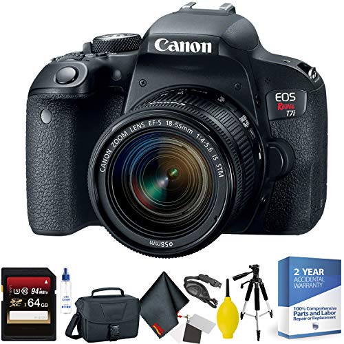 Canon EOS Rebel T7i DSLR Camera with 18-55mm Lens + 64GB Memory Card + Mega Accessory Kit + 2 Year Accidental Warranty
