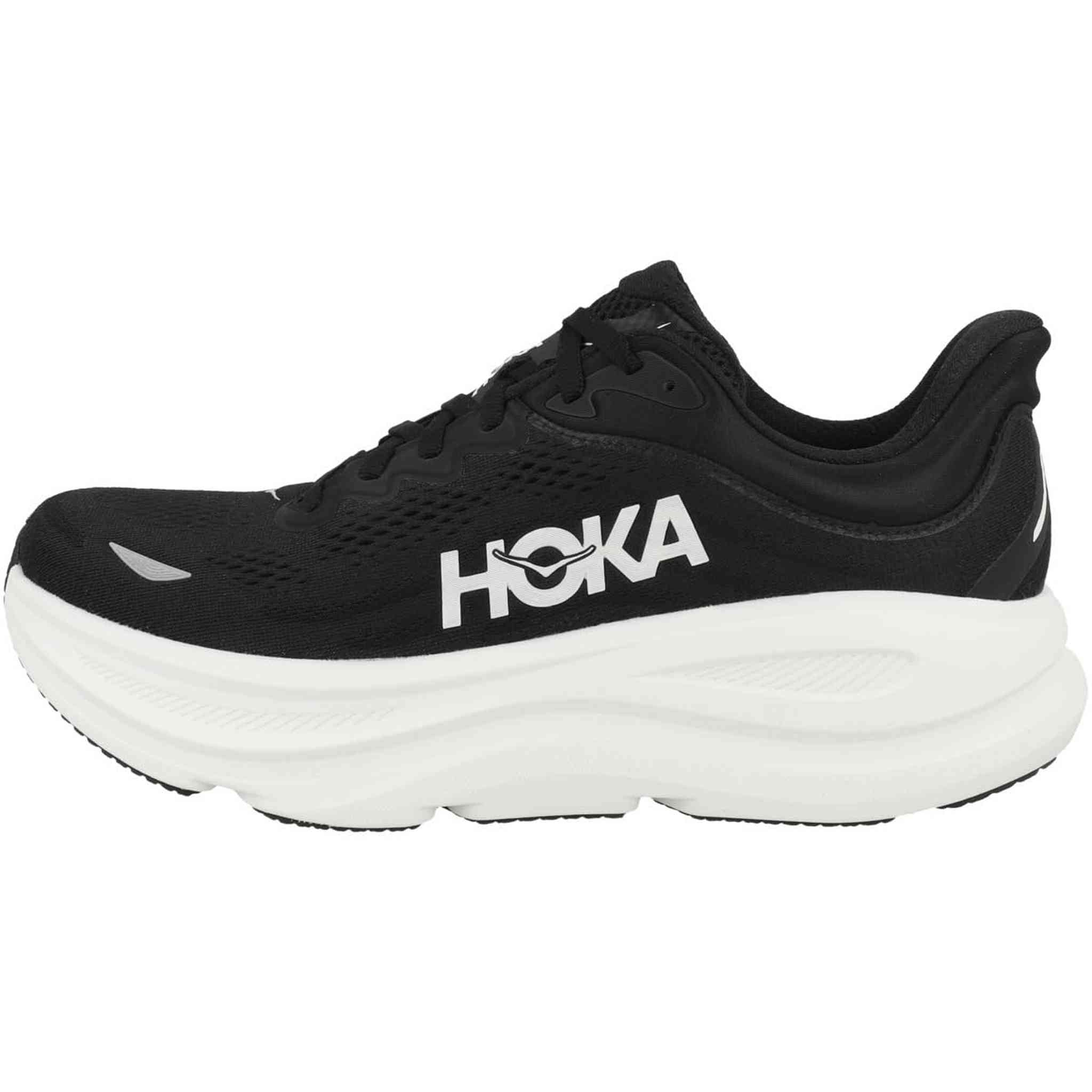 Hoka Men's Bondi 9 Sneaker, Black/White, 8.5