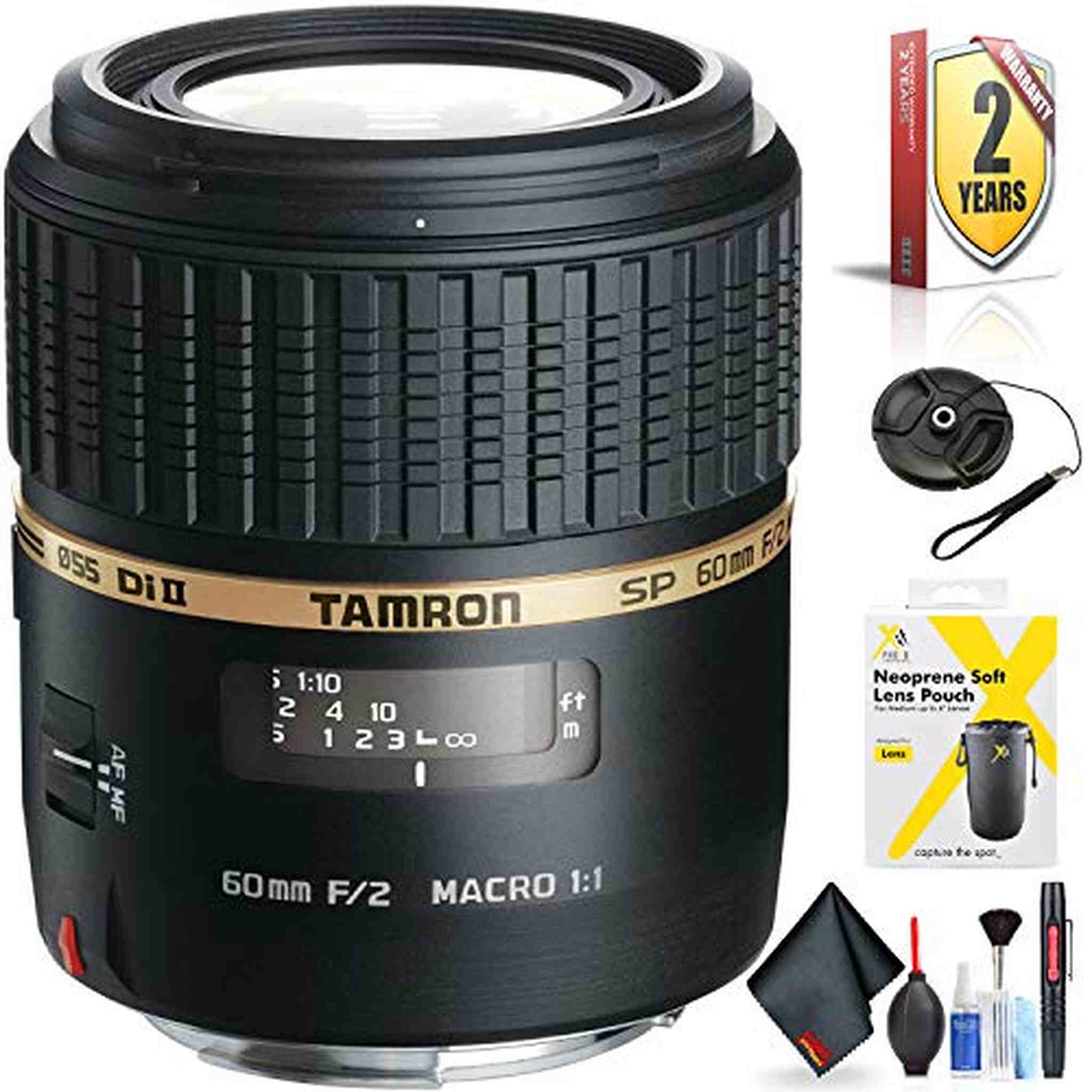 Tamron SP 60mm f/2 Di II 1:1 Macro Lens for Sony A for Sony A Mount + Accessories (International Model with 2 Year Warra