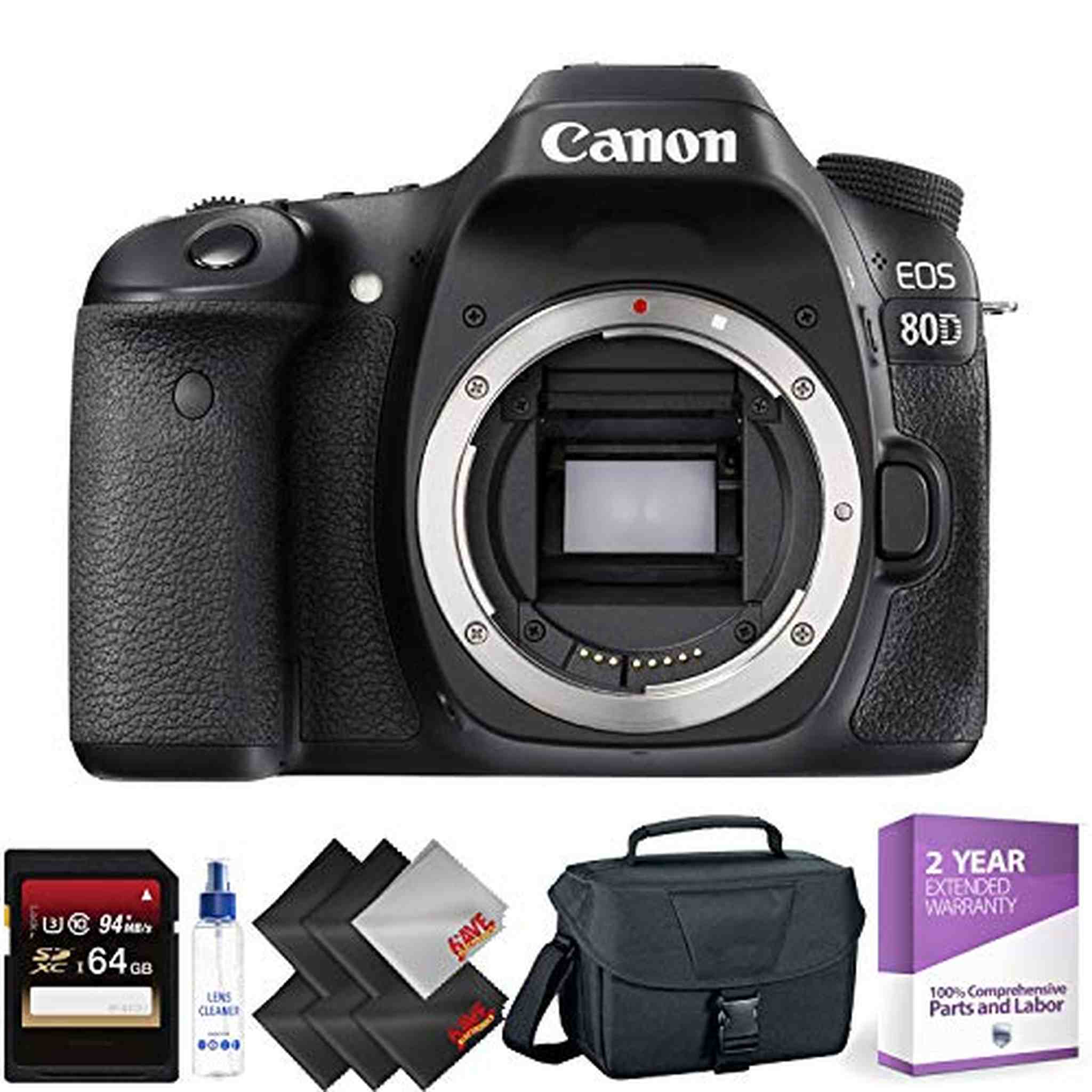 Canon EOS 80D DSLR Camera Body Only + 64GB Memory Card + 1 Year Warranty Canon