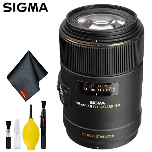 Sigma 105mm f/2.8 EX DG OS HSM Macro Lens for Nikon F Intl Standard Bundle