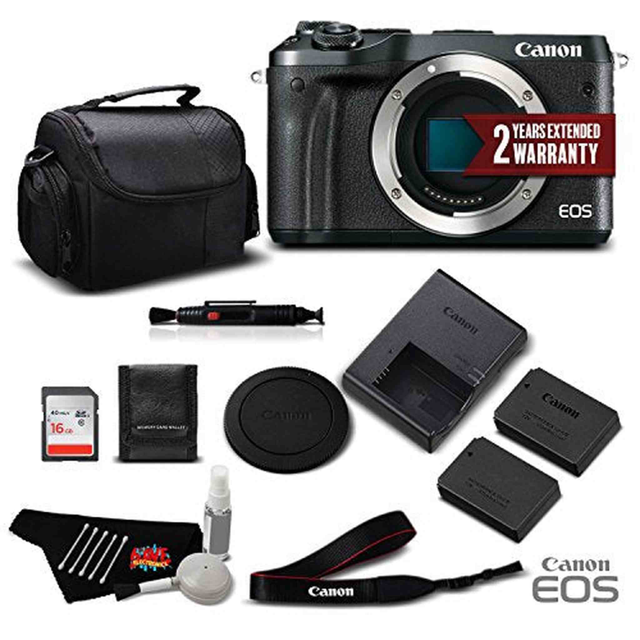 Canon EOS M6 Mirrorless Digital Camera Body Only, Black 1724C001- Standard Bundle - International Version Canon