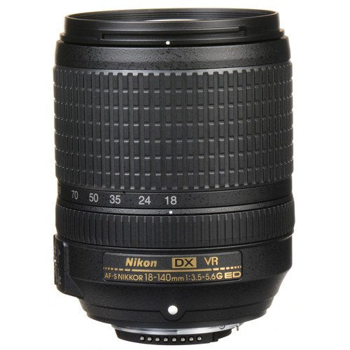 NIKON 18-140MM F/3.5-5.6G ED AF-S DX VR Lens with 1 Year Warranty, 12 in Flexible Tripod and 72 in Professional Heavy Al