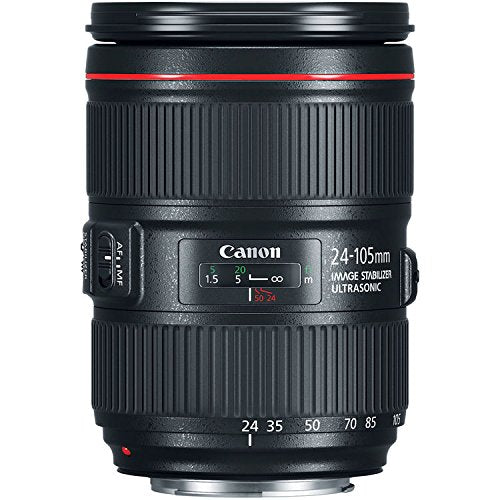 6Ave Canon EF 24-105mm f/4L IS II USM Lens 1380C002 (White Box) + 77mm UV Filter + MicroFiber Cloth + Lens Cap Keeper Bundle