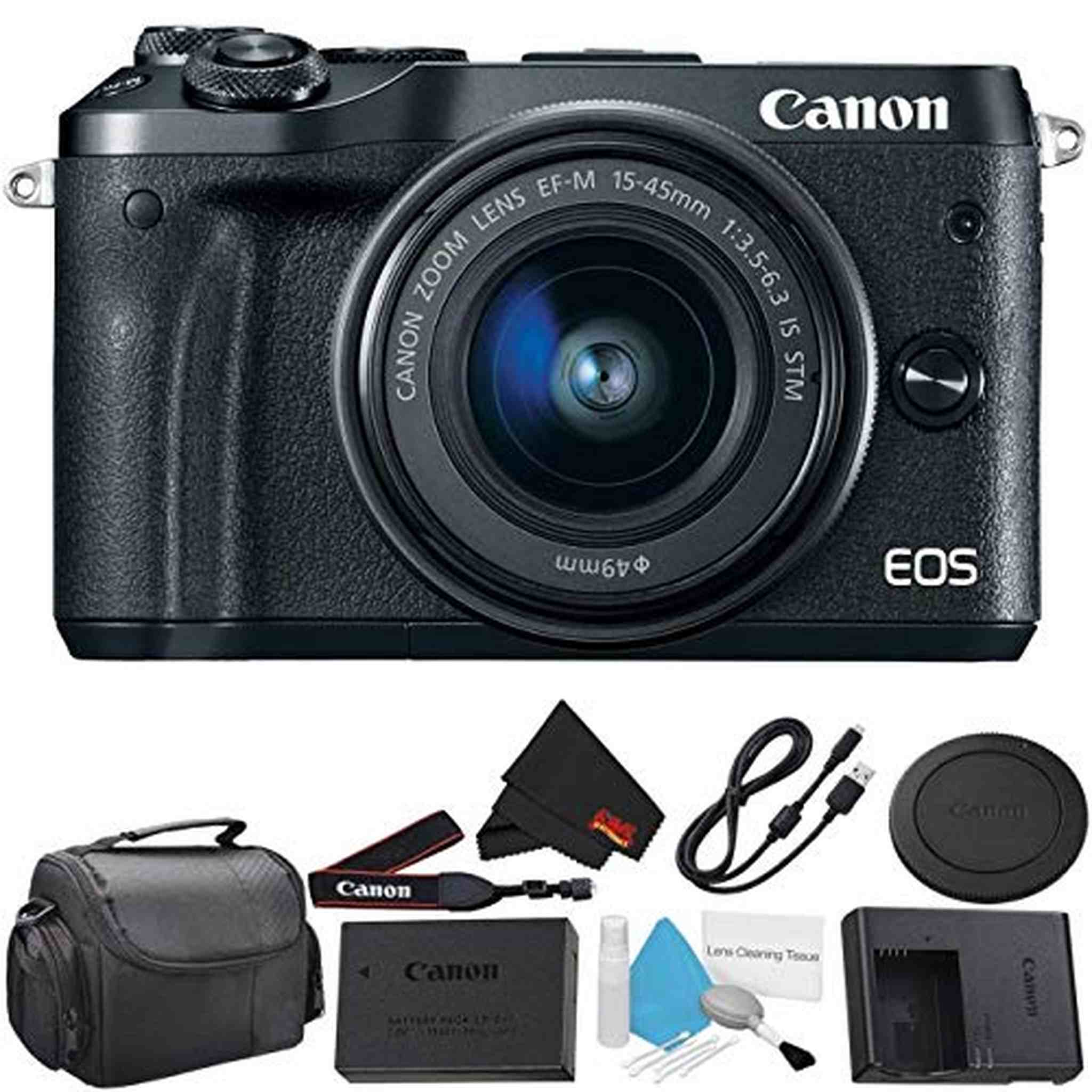Canon EOS M6 Mirrorless Digital Camera with EF-M 15-45mm f/3.5-6.3 is STM Lens Kit 1724C011 Starter Bundle - Internation Canon