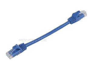 Monoprice Flexboot Cat6 Ethernet Patch Cable - Network Internet Cord - RJ45, Stranded, 550Mhz, UTP, Pure Bare Copper Wire, 24AWG, 0.5ft, Blue