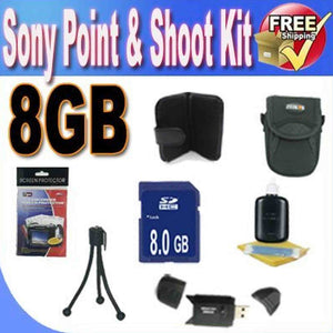 Sony Point & Shoot Accessory Saver Bundle 8GB SDHC Memory + USB Card Reader + Deluxe Camera Case w/Strap + LCD Screen P