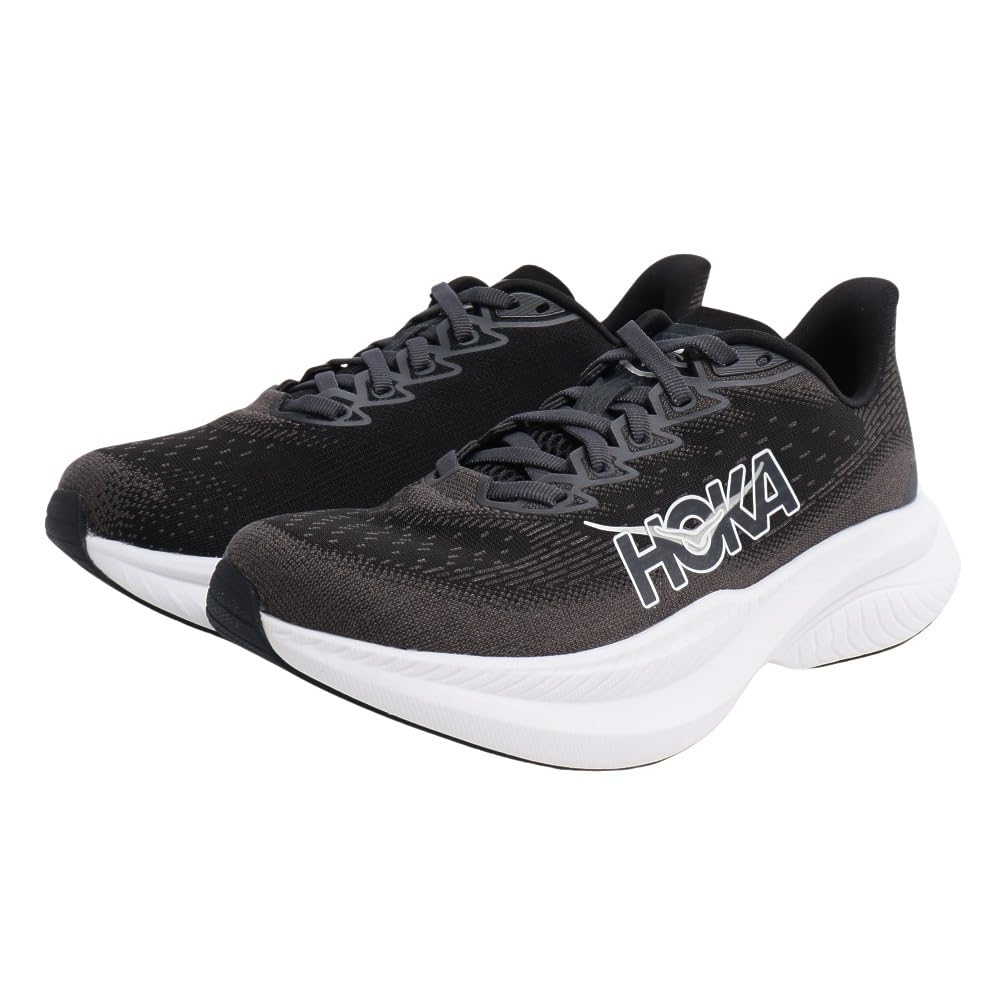 Hoka Women's Mach 6 Sneaker, Black/White, 8