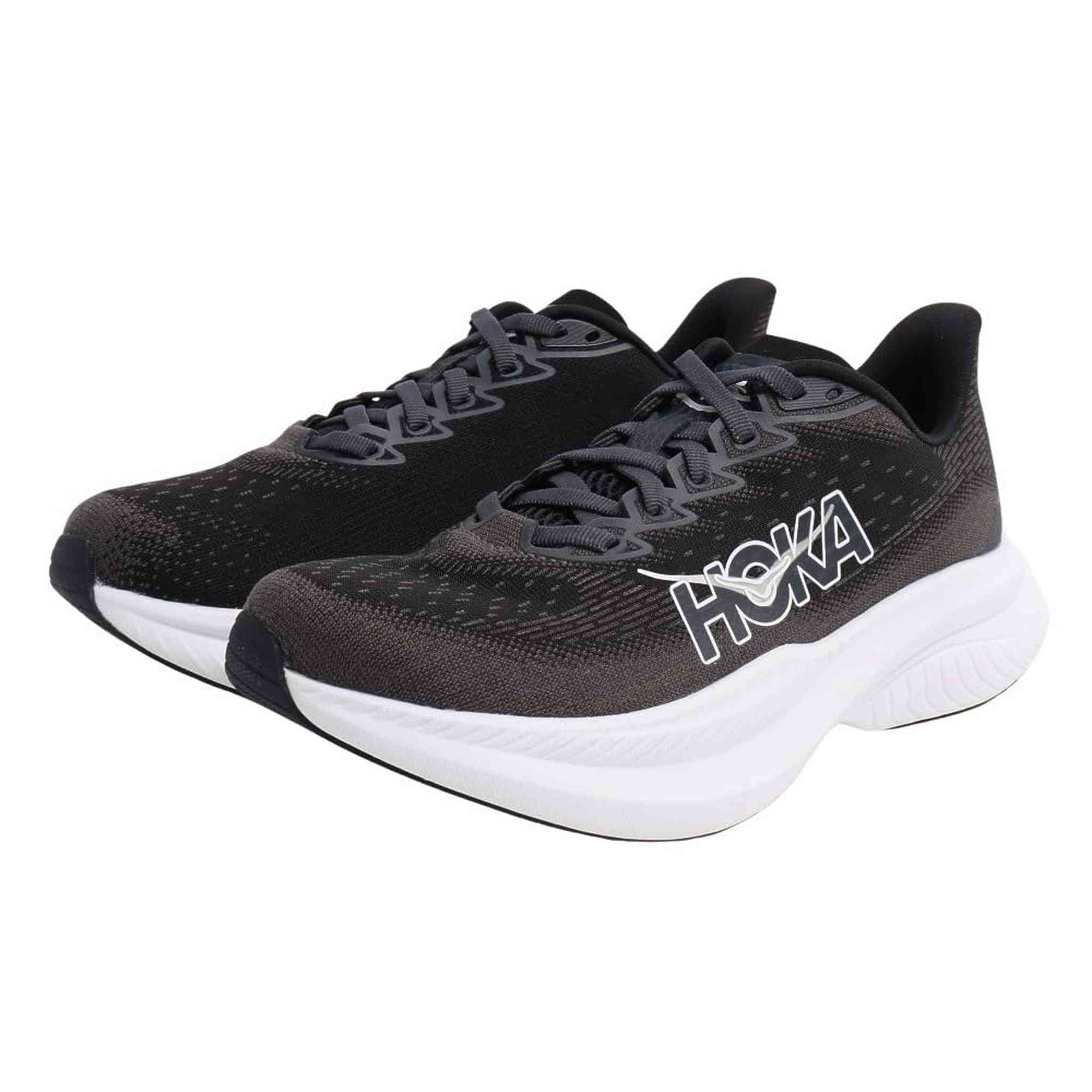 Hoka Women's Mach 6 Sneaker, Black/White, 8.5