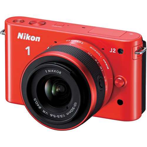 Nikon 1 J2 Mirrorless Digital Camera with 10-30mm VR Zoom Lens (Orange) 32GB Package