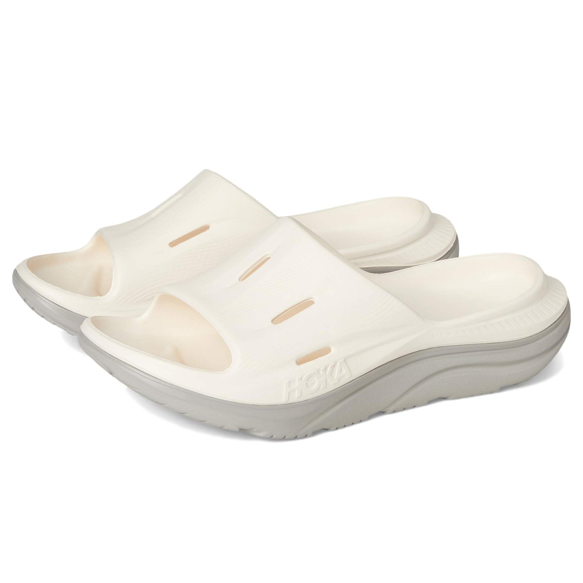 Hoka Unisex Ora Recovery Slide 14 Sandals, Alabaster/Stardust, US Men