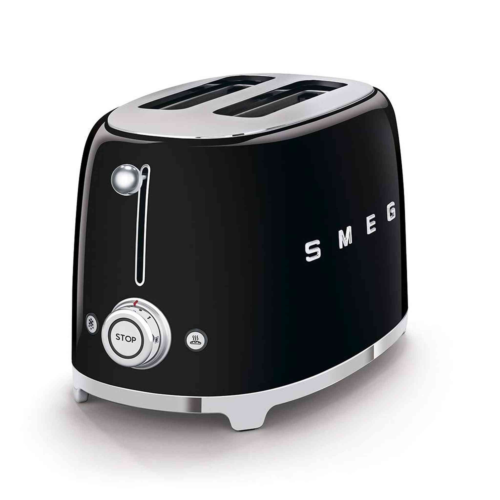 SMEG 2 Slice Toaster with 6 Presets and Defrost Function and Removable Crumb Tray Black