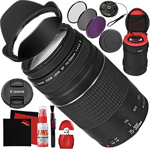 Canon Canon EF 75-300mm f/4-5.6 III Lens with Essential Accessory Kit Bundle