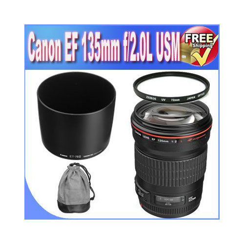 Canon EF 135mm f/2L USM Lens for Canon SLR Cameras + 72mm UV Filter!!!