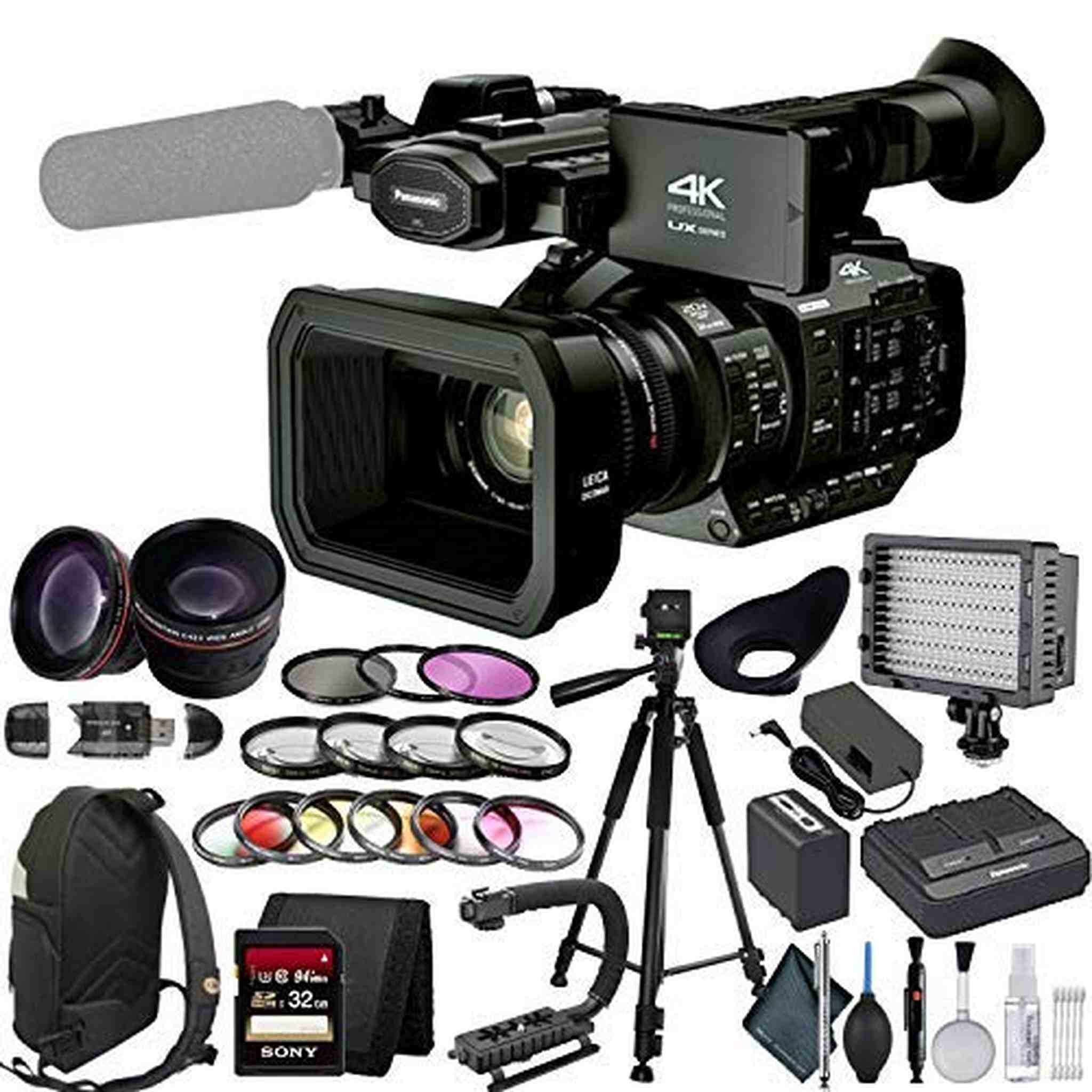 Panasonic AG UX90 4K Professional Camcorder with Lens Enhancement Bundle
