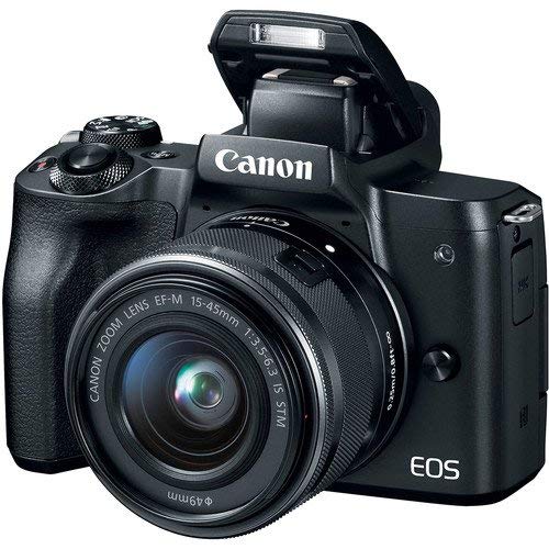 Canon EOS M50 Mirrorless Digital Camera with 15-45mm Lens International Model 2680C011 W/Bag, Extra Battery, LED Light