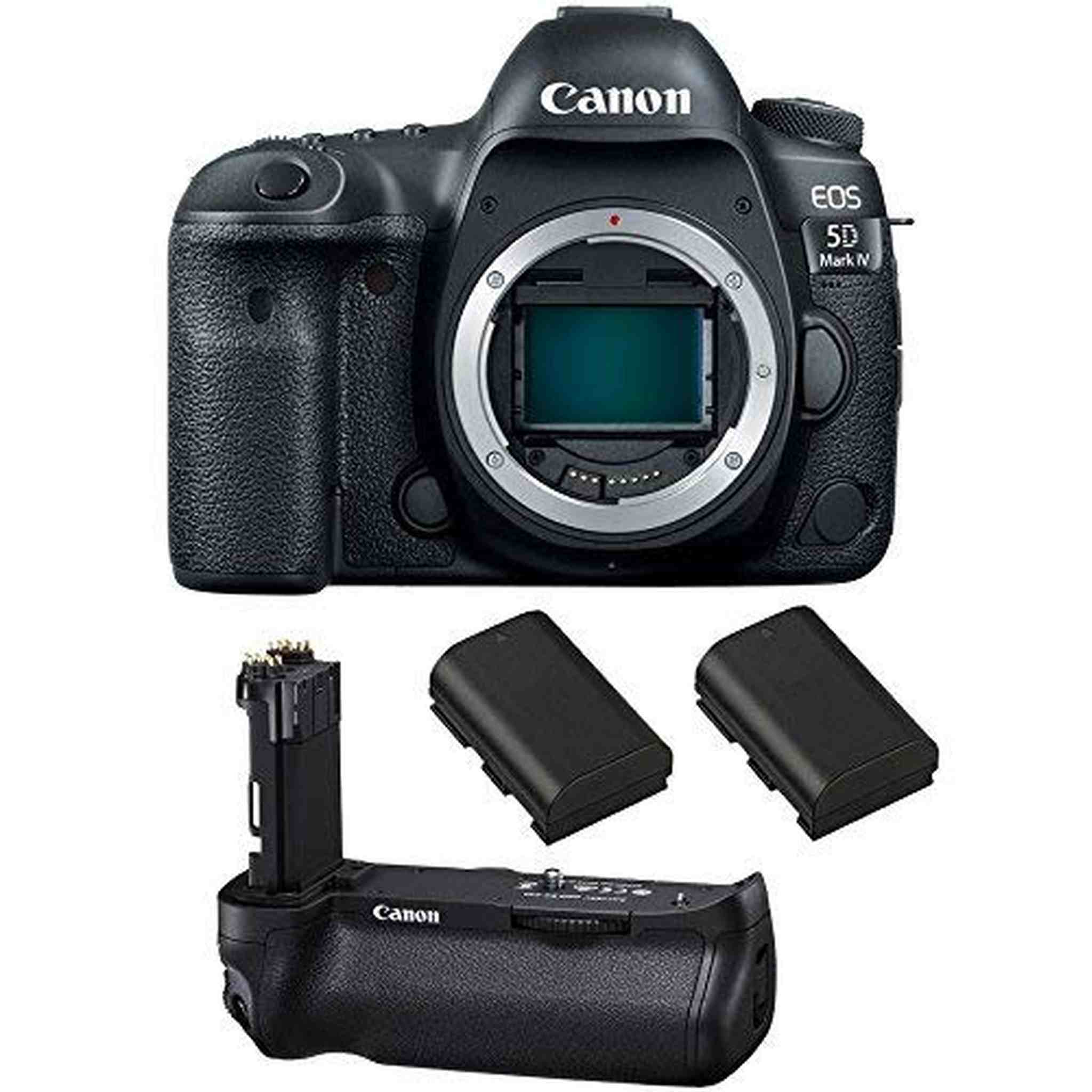 Canon EOS 5D Mark IV DSLR Camera Body + Canon BG-E20 Battery Grip + 2 Spare Batteries Canon