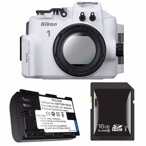Nikon WP-N3 Waterproof Housing for Nikon 1 J4 or S2 Camera and NIKKOR 11-27.5mm or 10-30mm Lens + EN-EL22 Battery + 16GB