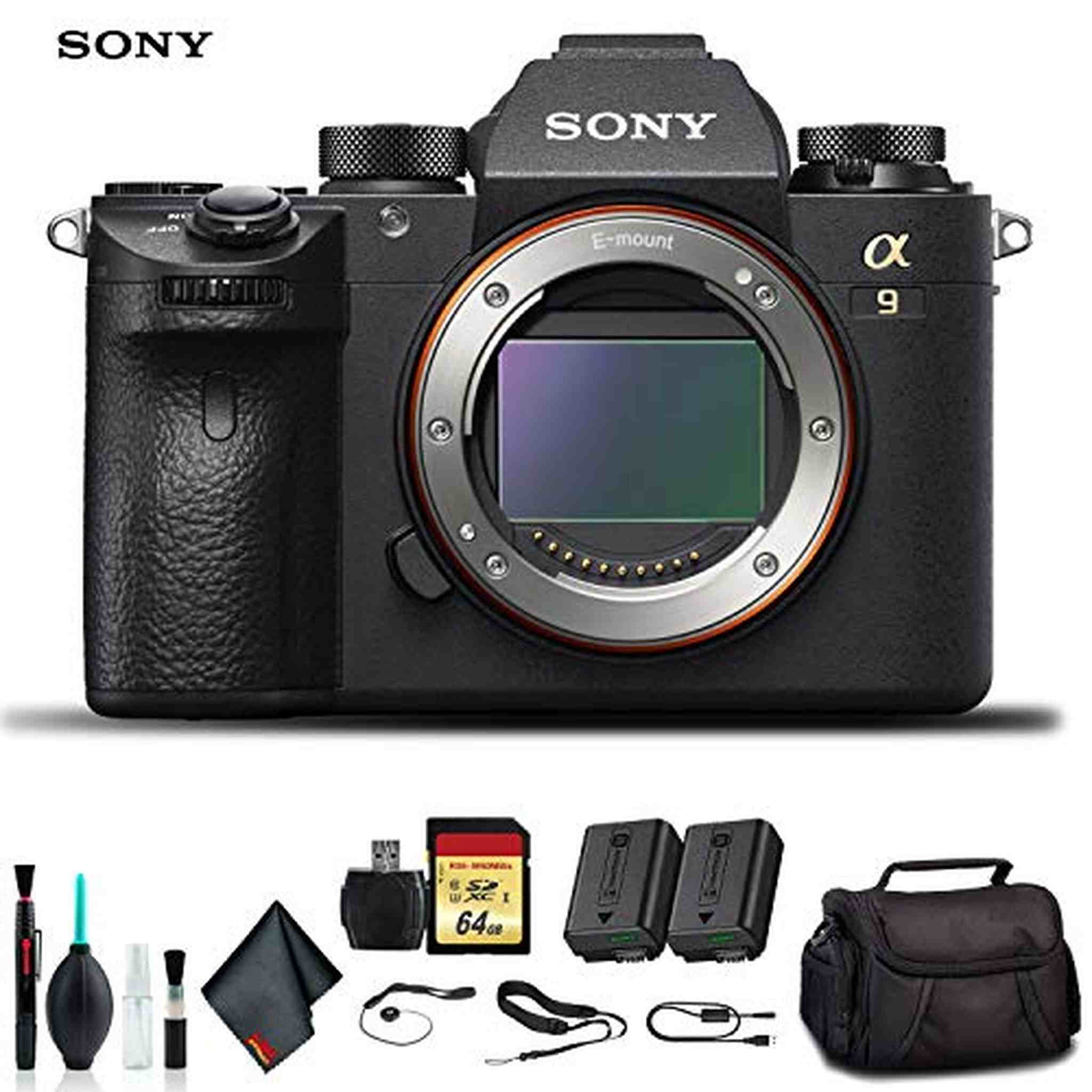 Sony Alpha a9 Mirrorless Camera ILCE9/B with Soft Bag, Additional Battery, 64GB Memory Card, Card Reader, Plus Essential - Used Sony