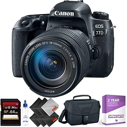 Canon EOS 77D DSLR Camera with 18-135mm USM Lens + 64GB Memory Card + 1 Year Warranty