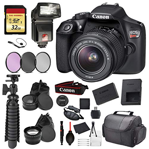 Canon EOS Rebel T6 Digital SLR Camera with EF-S 18-55mm f/3.5-5.6 DC III Lens Kit (Black) Essential Accessory Bundle Pac