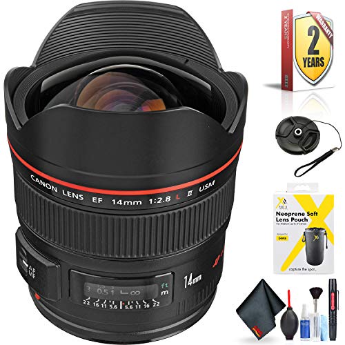 Canon EF 14mm f/2.8L II USM Lens for Canon EF Mount + Accessories (International Model with 2 Year Warranty)