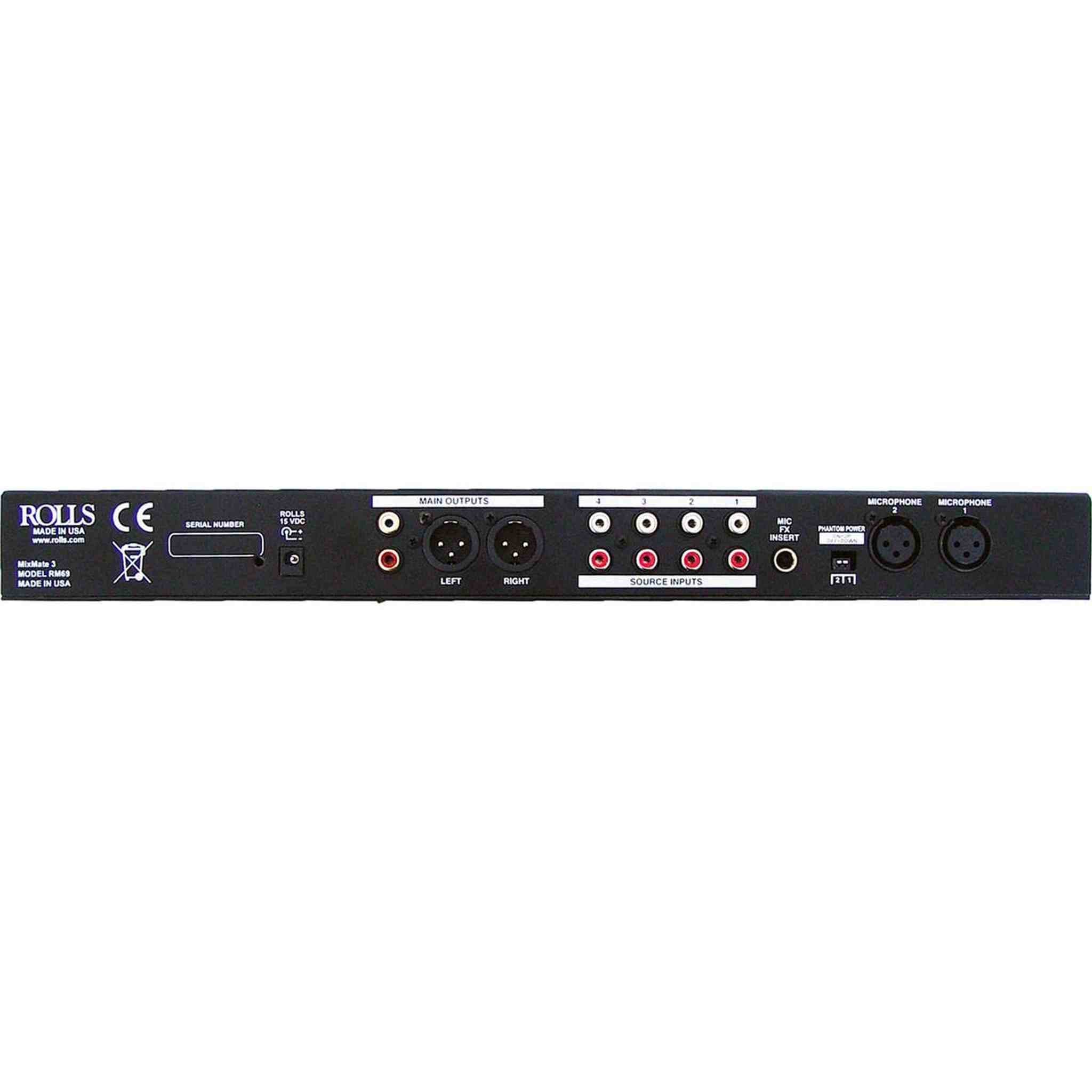 Rolls RM69 MixMate 3 Mic/Source Mixer , Black rolls