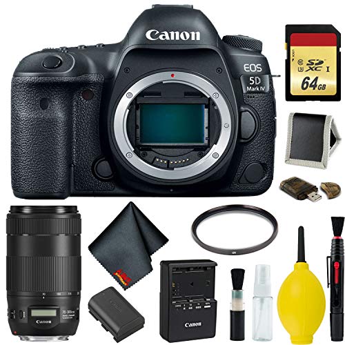 Canon EOS 5D Mark IV DSLR Camera Body Only Memory Kit (International Model) w/Canon EF 70-300mm f/4-5.6 is II USM Lens -