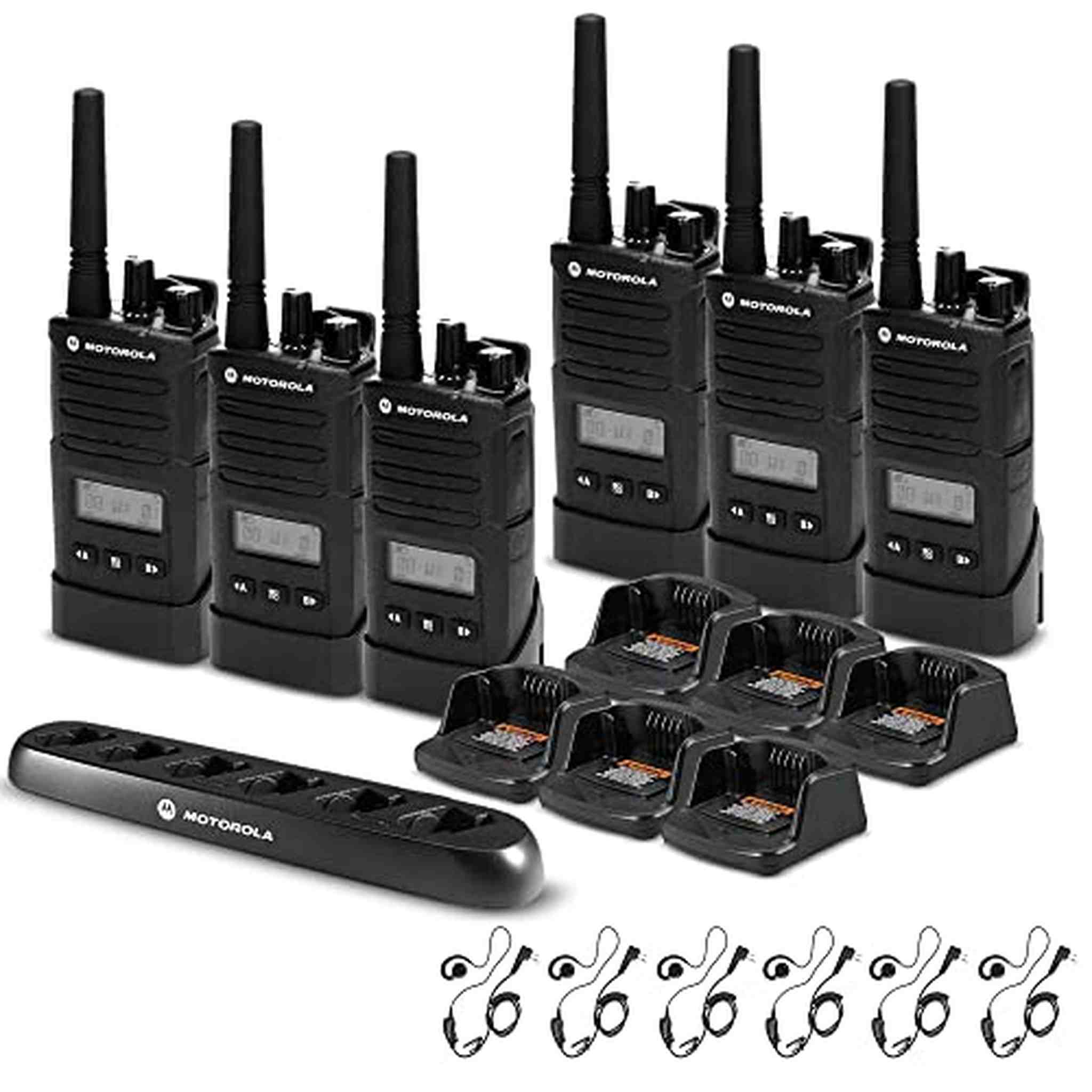 6 x Motorola RMU2080d On-Site 2-Way Radio with Display - 6 Pack With Mics Bundle