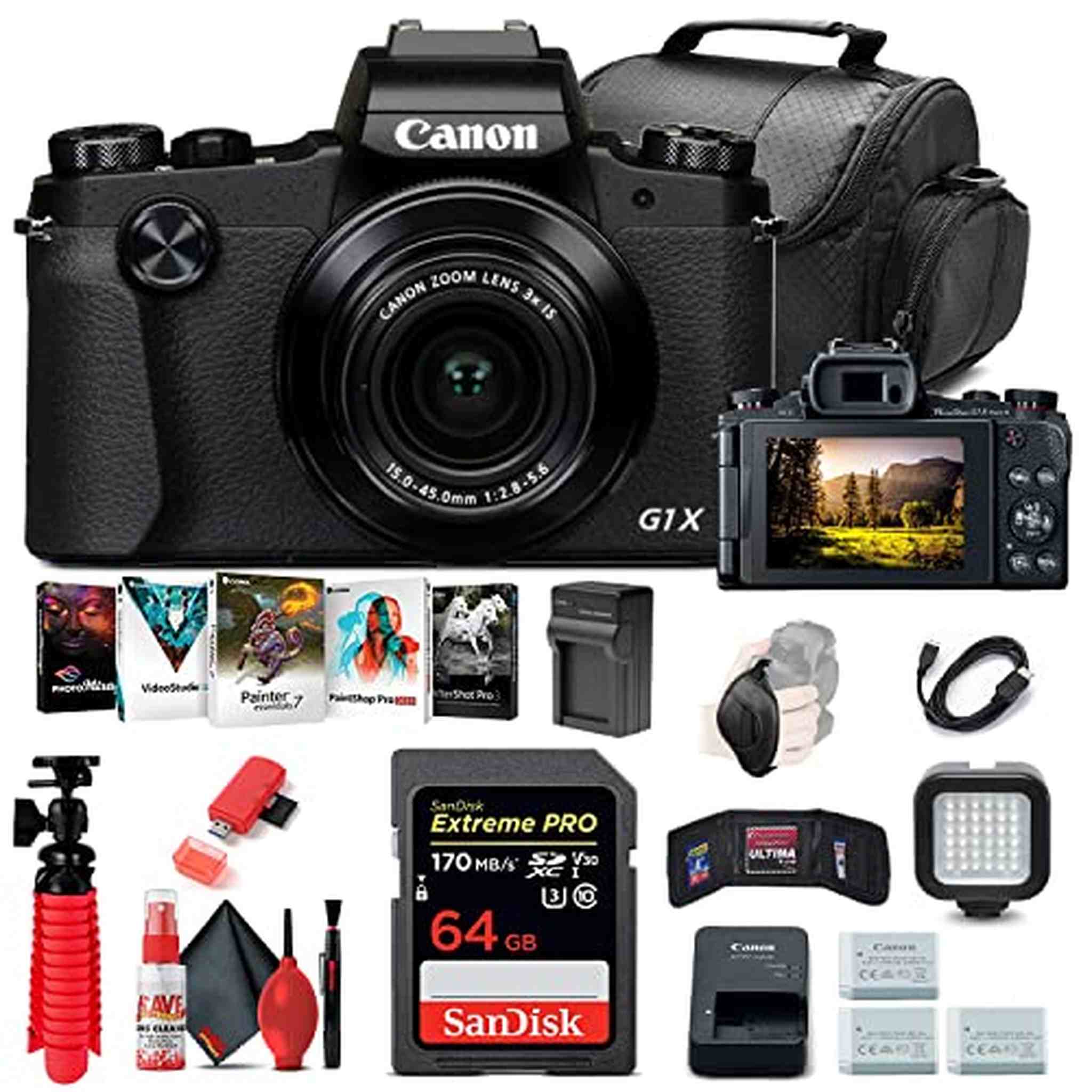 Canon PowerShot G1 X Mark III Digital Camera 2208C001 + 64GB Card + More - Reconditioned Canon